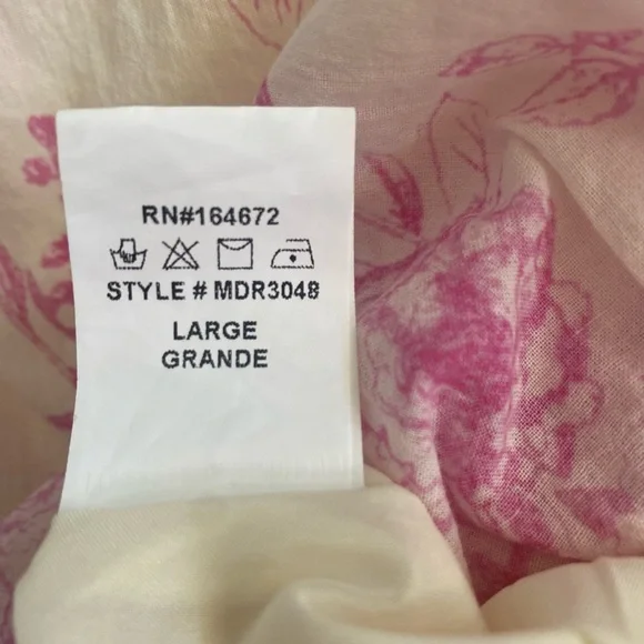 &merci Beautiful Pink and White Floral Strapless Dress Sz L - Picture 10 of 10